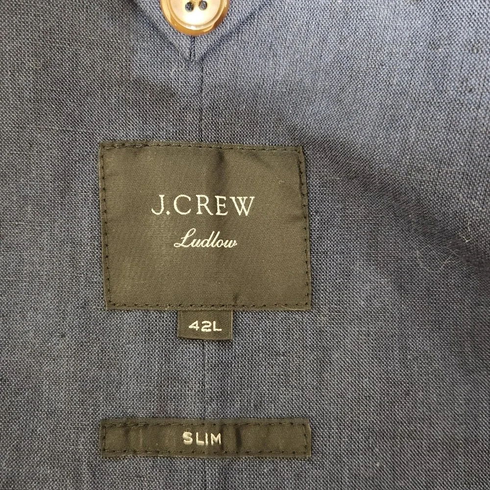 J.Crew Ludlow Slim Blazer 42L Navy Blue Somelos Cotton Linen Sport Coat